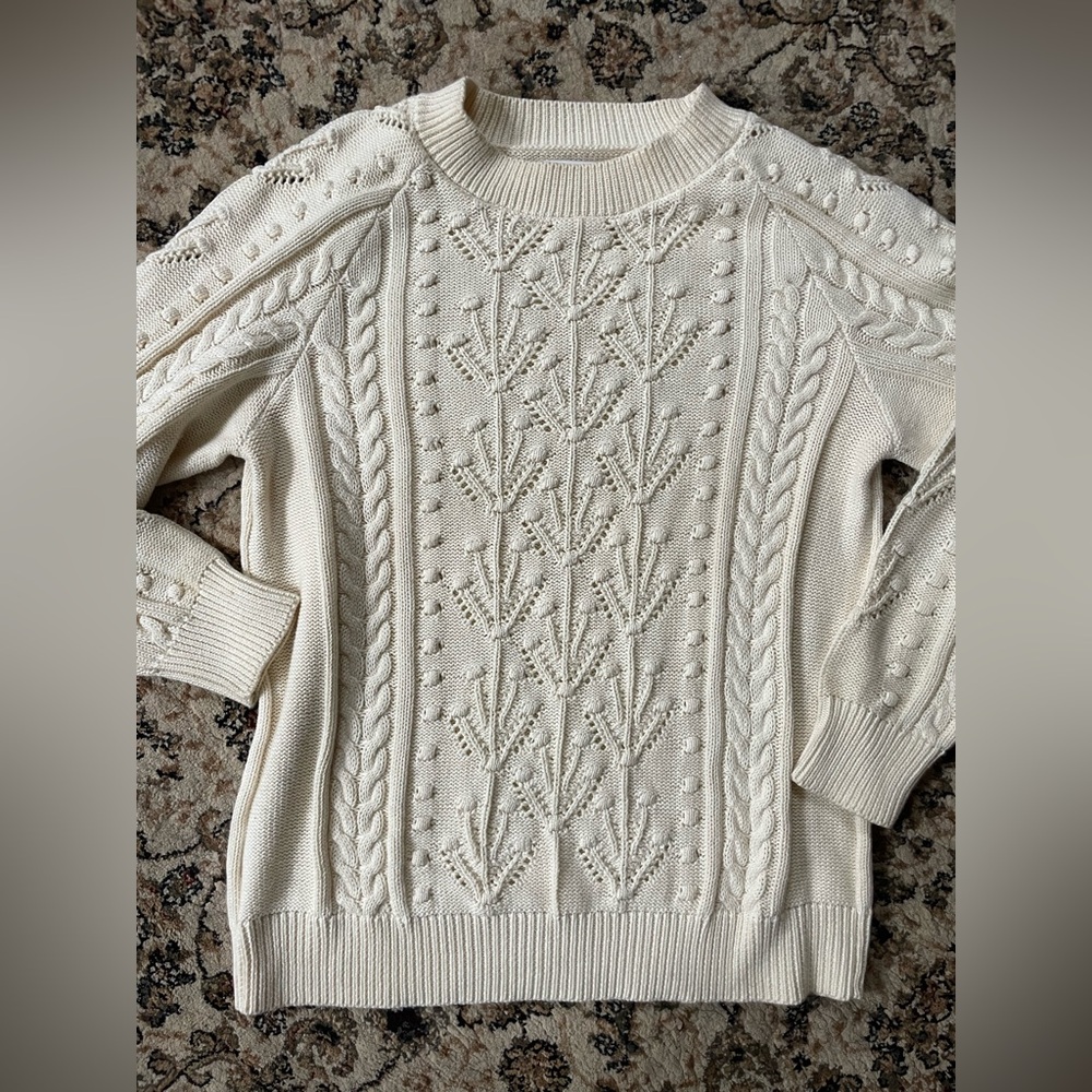 Part Two Copenhagen Women’s Size Large Knit Sweater Cream Feminine Warm Winter